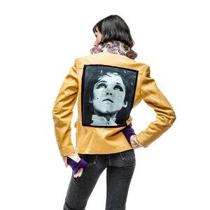 Vintage Leather Jacket w/Classic Edie Sedgwick Patch, Custom Sleeves and Accents